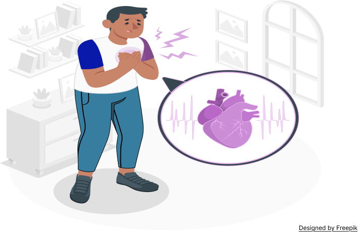 A person experiencing chest pain, holding their hand on their chest, symbolizing heart attack symptoms.