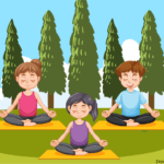 Children practicing meditation outdoors for mental well-being"