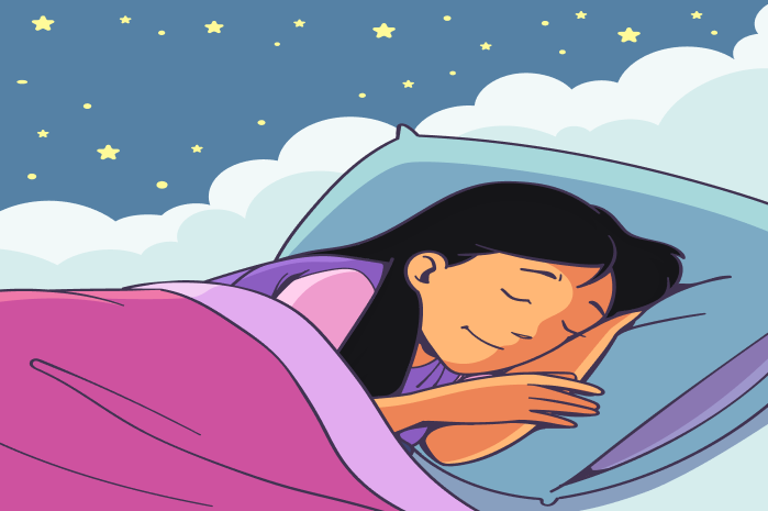 Girl sleeping peacefully, ensuring brain health and rest